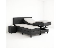 Boxspring VitaLift – Hoog-Laag Bed 1-Persoons Elektrisch Verstelbaar 120x200 cm – Verzorgingsbed / Seniorenbed – Antraciet lederlook