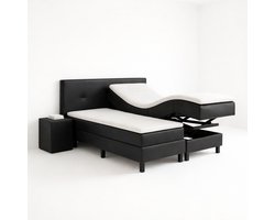 Boxspring VitaLift – Hoog-Laag Bed 2-Persoons Elektrisch Verstelbaar 140x220 cm – Verzorgingsbed / Seniorenbed – Gitzwart lederlook