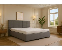 Boxspring vlak Modena 180x220 cm grijs Gratis Bezorgen
