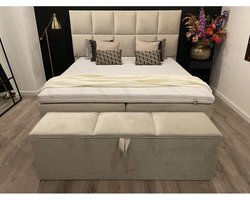 Boxspring XXL 160x220 Novara incl. Meegestofferde 7-zones Pocketvering matrassen & Hotel topper HR45 koudschuim (extra stevig).