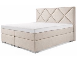 Boxspring Zen - 160x220 - Incl. Ruiten hoofdbord - Beige