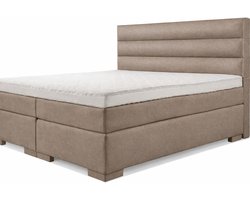 Boxspring Zen - 180x210 - Incl. 3 balken horizontaal hoofdbord - Taupe lederlook