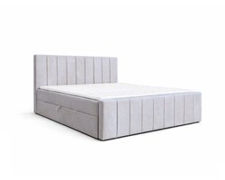 Boxspringbed 01 BIS – Stijlvol & Comfortabel – Met Bonellvering, Topmatras en Opbergruimte – 160x200 Zilver (Trinity 32)