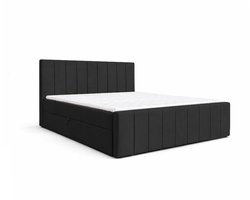 Boxspringbed 01 BIS – Stijlvol & Comfortabel – Met Bonellvering, Topmatras en Opbergruimte – 180x200 Zwart (Manila 18)