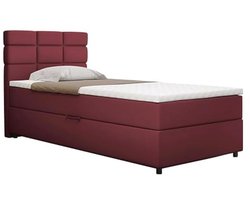 Boxspringbed 100x200 met bedkast en topper - gestoffeerd bed in rood
