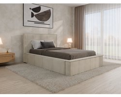 Boxspringbed 120x200cm- SANA - met Bonell-matras, hoogte 18 cm, tweezijdig - Beige