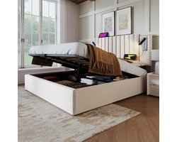 Boxspringbed 140x200 cm met Opbergruimte en Verstelbaar Hoofdeinde