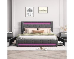 Boxspringbed 160x200 cm met 4 Lades, LED Verlichting en USB Opladen