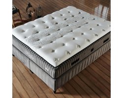 Boxspringbed 160x200 cm met Opbergruimte en 7-Zone Pocketvering Matras – Fluffy Comfort Orthopedisch Bed met Topper, Ademend & Allergievrij in Velvet Grijs – HomebyNicole