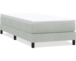 Boxspringbed Basis - Bedframe Onderstel - Slaapkamer Inrichten - Fluwelen Afwerking - 90 x 210 cm - Lichtgrijs