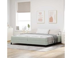 Boxspringbed – Boxspring – Tweepersoonsbed – Slaapbed – Bed – Lichtgrijs Velvet – 200x200 cm – Stevig Frame – Minimalistisch Hoofdbord