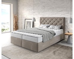 Boxspringbed Dream-Great microvezel beige 140x200 met matras en topper