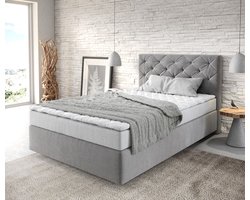 Boxspringbed Dream-Great microvezel grijs 120x200 met matras en topper