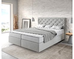 Boxspringbed Dream-Great microvezel zilvergrijs 160x200 met matras en topper