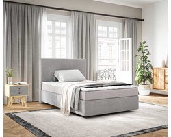 Boxspringbed Dream-Well Cord Zilvergrijs 120x200 cm met Matras en Topper