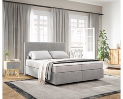 Boxspringbed Dream-Well Cord Zilvergrijs 160x200 cm met TFK Matras en Topper