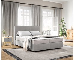 Boxspringbed Dream-Well Koord Zilvergrijs 160x200 cm met matras en topper