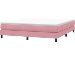 Boxspringbed - Gestoffeerd bed - Rustgevende nachtrust - Zacht fluweel - 180x220 cm - Roze