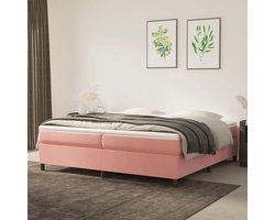 Boxspringbedframe - Luxe bedframe - Goede nachtrust - Fluwelen bekleding - 200 x 200 cm - Roze