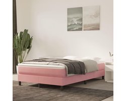 Boxspringbedframe - Velours bed - Slaapkamer inrichten - Met stabiele poten - 120 x 200 cm - Roze