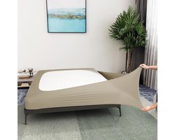 Boxspringhoes - Matrashoes - Bed Opknappen - 4-Weg Stretch - Queen Size - Taupe