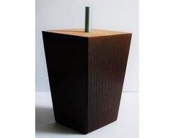 Boxspringpoten model Taurus, set 6 stuks, hout, M8 schroefdraad - 10cm - Wengé
