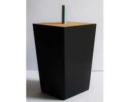 Boxspringpoten model Taurus, set 6 stuks, hout, M8 schroefdraad - 10cm - zwart