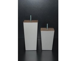 Boxspringpoten model Taurus, set 6 stuks, hout, M8 schroefdraad - 14cm - alu-grijs