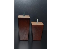 Boxspringpoten model Taurus, set 6 stuks, hout, M8 schroefdraad - 14cm - Wengé