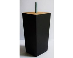 Boxspringpoten model Taurus, set 6 stuks, hout, M8 schroefdraad - 14cm - zwart