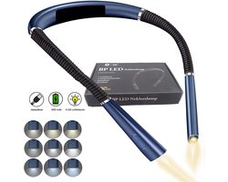 BP® Nekleeslamp Blauw - Leeslampje voor Boek - Leeslampje voor in Bed - Neklampje voor Haakwerk - Flexibel voor Perfecte Pasvorm - Oplaadbaar - 3 kleuren licht - 9 standen