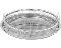 Braadpan Ovenschaal - Roestvrij Staal - Knapperige Ovenmand - Vaatwasmachinebestendig - 30 cm Diameter - Zilver