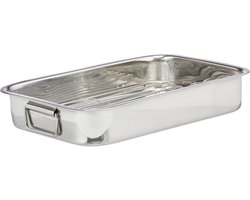 braadslede met rooster L - rvs - voor oven - vaatwasserbestendig -- zilver