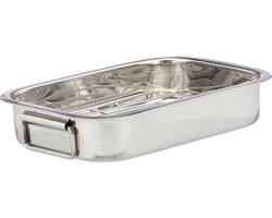 Braadslede met rooster - S - rvs - voor oven - vaatwasserbestendig - zilver