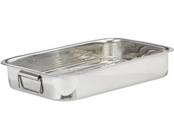 braadslede met rooster XL - rvs - voor oven - vaatwasserbestendig - zilver