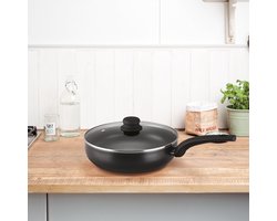 Brabantia antikleef hapjespan met deksel 28cm - Sauté pan