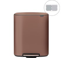 Brabantia Bo Prullenbak - 2 x 30 l - Afvalscheiding - Satin Taupe