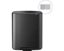Brabantia Bo Prullenbak - 2 x 30 liter - Afvalscheiding - Confident Grey