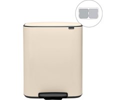 Brabantia Bo Prullenbak - 2 x 30 liter - Afvalscheiding - Soft Beige