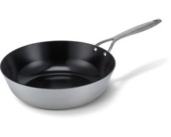 Brabantia Dusk Wokpan Ø 28cm – 100% PFAS vrij – 100% Gerecycleerd - Inductie geschikt- Hoogwaardig lichtgewicht Aluminium- Keramische Coating – Dubbele Anti Aanbaklaag – Transparant Grijs