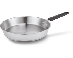 Brabantia Enjoyment Koekenpan Ø 24 cm – 100% gerecycled -Trendy – Hoogwaardig Roestvrij Staal - Keramische antiaanbaklaag- 100% PFAS vrij – Hitte bestendige greep - Geschikt voor Inductie- Zilver