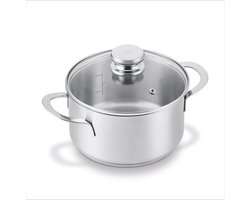 BRABANTIA ENJOYMENT Kookpot/kookpan - Ø 24 cm - RVS - Glazen deksel - PFAS-vrij - Geschikt voor inductie