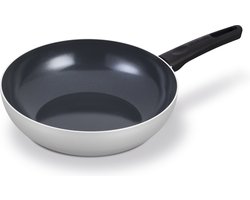 Brabantia INDU+ Wokpan Ø 28cm – 100% PFAS Vrij – Keramische Antiaanbaklaag - Inductie Koekenpan – Vaatwasserbestendig - Grijs