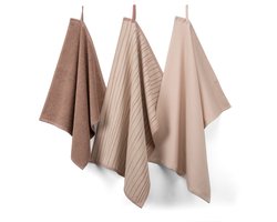 Brabantia Keukenset - 2x 50x70 + 1x 50x50 - 100% Katoen (BCI) - Roze