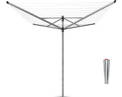 Brabantia Lift-O-Matic Droogmolen - met Metalen Grondanker - 50 m - Metallic Grey