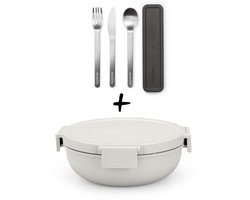 Brabantia Make & Take Set - Salade Lunchbox + Bestekset 3-delig - Dark/Light Grey