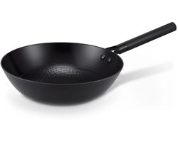 Brabantia Patron Wokpan Non-Stick - Ø 28 cm –100% PFAS-Vrije Antiaanbaklaag -Geschikt voor Inductie - 100% Gerecycled geperst ijzer– Zwart