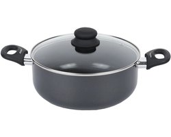 Brabantia Signal Kookpan met deksel – 24 cm – Keramisch – Dubbele keramische anti-aanbaklaag op waterbasis – Warmte-indicator – Hittebestendige soft-touch greep – Geschikt voor alle warmtebronnen incl. inductie – Duurzaam en PFAS-vrij