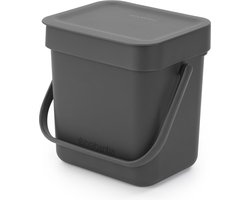 Brabantia Sort & Go Afvalbakje Aanrecht - 3 l - Dark Grey