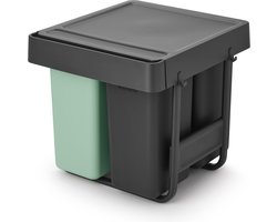 Brabantia Sort & Go Inbouw Prullenbak - 10 + 10 + 20 liter - Jade Green en Dark Grey
